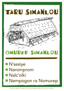 Poster promoting benefits of simanlou traditional governance system