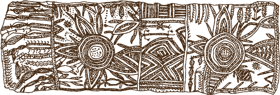 Design from a tapa cloth collected on Erromango by H.A. Robertson between 1882 and 1896. Dimensions 77cm x 201cm. Both tapa are now housed in the ethnological collection of the Redpath Museum, McGill University, Montréal, Canada. Originally published in Lawson, Barbara (1994). Collected curios: missionary tales from the South Seas. Montréal: McGill University Libraries.